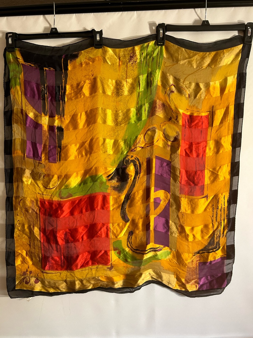 MUTLI COLORS WARM 100% SILK ARTSY STATEMENT PIECE SQUARE SCARF